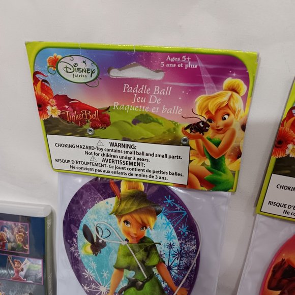 Disney Fairies Tinkerbell and Friends Bundle 2 Paddle Balls - 1 DVD - 2 Spin'em - Picture 5 of 14